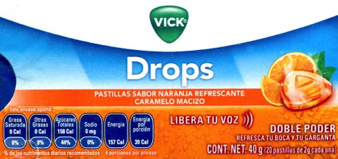 Vick drops c/20 pastillas naranja